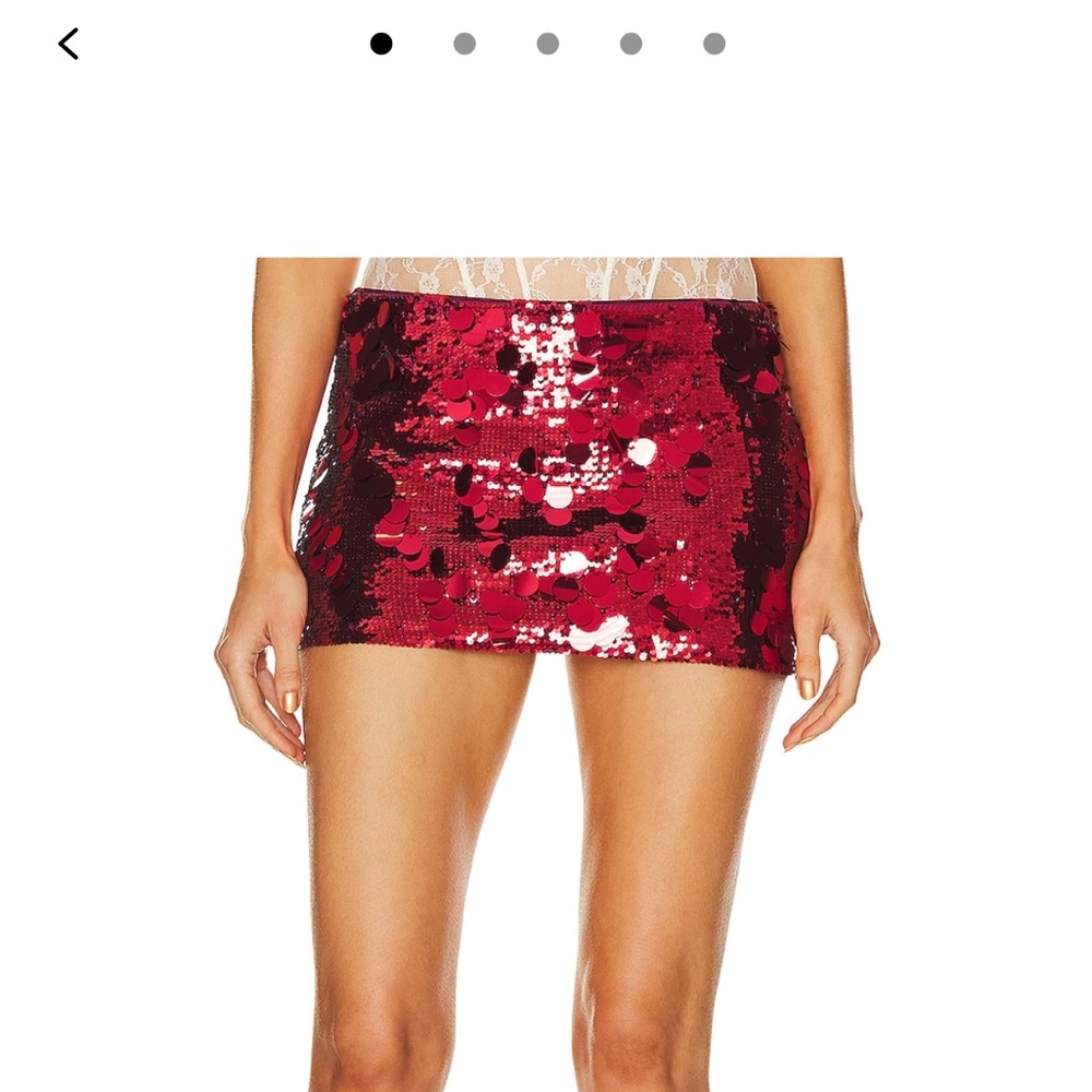 Danielle Guizio Red Sequin Mini Skirt